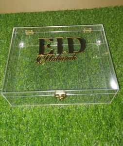 Luxury Transparent Acrylic Candy <b>Box</b> <b>with</b> Mother of Pearl Inlay <b>Lid</b> Elegant Arabic Gift <b>Box</b> for Weddings Ramadan Eid Festive - Product Image 3