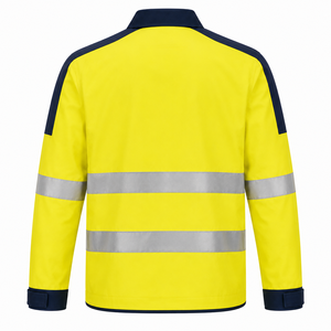 เสื้อกั๊กสะท้อนแสงความปลอดภัยสูง สีเหลืองกรมท่า กันน้ำ สำหรับงานโลจิสติกส์ ชุดทำงานสำหรับผู้ใหญ่ รับผลิตตามสั่ง ขายส่ง ผู้ผลิต OEM ODM - Product Image 2