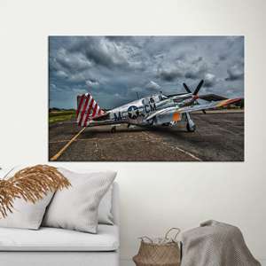 Lienzo Impreso con Diseño de Avión de Combate Mustang: Arte Mural de Aviación Moderna, Lienzo Enrollado - Product Image 1