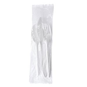 Kit de couverts jetables Boardwalk BWK3KITWHPS 3 pièces, poids moyen, blanc, fourchette/couteau/cuillère à café, fournitures de fête jetables, 250/carton - Product Image 4