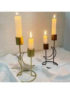 Bougeoir en métal doré en spirale de qualité supérieure, 3 têtes, candélabre à bougies coniques, centre de table moderne pour mariage, décoration géométrique pour la maison, ornemental - Product Image 5