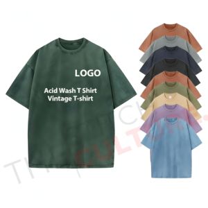 T-shirt vintage en coton lourd de qualité supérieure, lavage à la pierre, 250 GSM, coupe courte, surdimensionné, pour hommes et unisexe, vente en gros OEM - Product Image 1