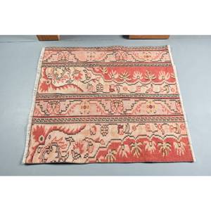 พรมตุรกีขนาด3,4X3,8ฟุตพรมสีเบจสีแดงแบบดั้งเดิม - Product Image 3