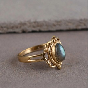 Anillo antiguo de Plata de Ley 925 para mujer, hermoso estilo clásico, cabujón de Natural labradorita, joyería elegante chapada en oro - Product Image 2