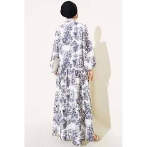 ชุดเดรสลายดอกไม้ผ้าวิสคอสสีดำ - Product Image 2