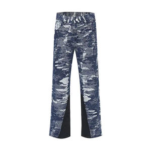 Jeans pour hommes amples et droits à la mode, imprimés sur mesure, délavés, décontractés, denim personnalisé, denim délavé - Product Image 2