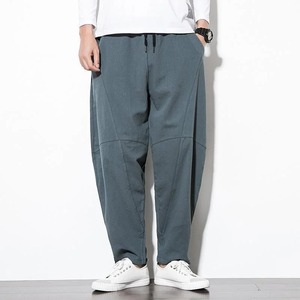 Otoño New American Retro Woven Cargo Pants Hombres 100% Algodón Lavado Cintura elástica Cordón Casual Anke-atado Pantalones - Product Image 3