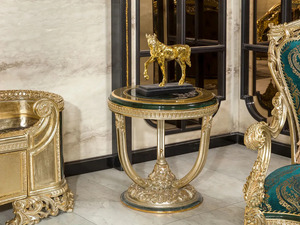 Ensemble de canapés en bois sculpté traditionnel de luxe avec revêtement vert antique, cadre doré, dossier capitonné - Meubles de salon - Décoration - Product Image 5