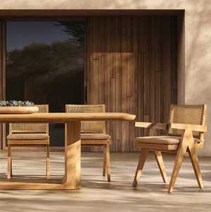 Outdoor <b>Teak</b> Wood Dining <b>Chair</b> with Rope Weaving Modern Garden Patio Furniture - Product Image 5