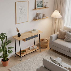 Minimimalist 120x40x85cm Rubber Wood Console <b>Table</b> with Drawers for Entry Villa Hotel Bedroom Living Room Decoration-CST069 - Product Image 2