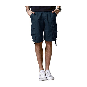 2025 alta tendencia hombres 100% algodón Cargo Jeans multibolsillos corto calidad Premium antiarrugas patrón sólido estambre tela - Product Image 4