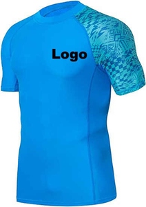 เสื้อยืดรัดรูปสำหรับผู้ชายพิมพ์ลายซับลิเมชันชุดวิ่งออกกำลังกายชุดป้องกันผื่นสำหรับ BJJ surfing วิ่งแขนสั้นฟิตเนส - Product Image 6