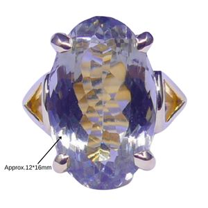 Bague en argent sterling 925 avec améthyste verte, style classique, plaquée or pour les mariages - Product Image 2