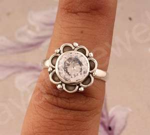 Bague éternité pour femmes 10mm Monture de lunette en cristal de quartz Argent sterling 925 vermeil Minimaliste Bijoux fins pour fiançailles - Product Image 2