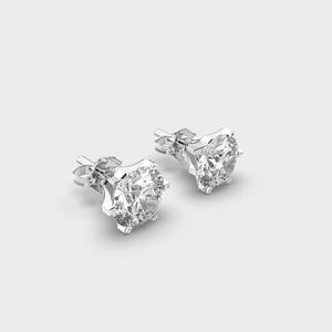Pendientes de Diamante Cultivado en Laboratorio, Corte Redondo, Plata de Ley 925 Maciza, Baño de Rodio, Engaste de Seis Puntas, para Regalo de Aniversario o Fiesta - Product Image 3