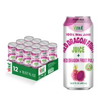 500ml blikje 100% versgeperste rode drakenvruchtpuree drank zonder toegevoegde suiker, 24 maanden houdbaarheid, Vietnam
