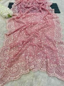 Sari Indio Tradicional Rosa de Diseño Exclusivo, Ropa Étnica para Fiestas, Ropa de Novia, Impresionante y Hermoso Sari - Product Image 6