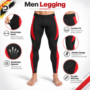 Leggings pour hommes de haute qualité, dotés d'un tissu extensible doux, d'un ajustement sûr et d'une mobilité confortable pour l'entraînement et les exercices quotidiens. - Product Image 6