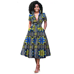 African Dashiki Deep V-Neck Party Long Womens Dress Ethnic Style Floral Maxi Big Sizes Ladies Summer Female Clothes