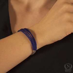 925 Sterling <b>Silver</b> Tennis <b>Bracelet</b> with 6 Rows of Lapis Lazuli Stones Rhodium Plated Rose Gold Religious Style <b>Bangles</b> - Product Image 1