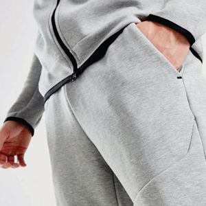 ชุดวอร์มผ้าฟลีซมีฮู้ดสำหรับผู้ชายกางเกงวอร์มกางเกงวอร์มผ้าคอตตอน31% 69% ผ้าโพลีเอสเตอร์สีเทา - Product Image 2