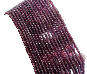 Natural Red Garnet Gemstone Faceted Rondelle Beads, Size 3-3.5 MM for Jewelry Making 2022 Popular Bracelet Necklace