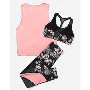Conjunto de entrenamiento deportivo para mujer, ropa deportiva con estampado Tropical, 3 piezas - Product Image 1