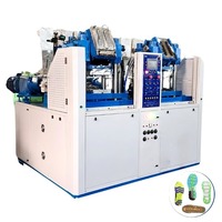Machine de fabrication de semelles en TPR, PVC, TPU tricolores, composant moteur central, force de serrage de 100 tonnes, capacité de 20 à 70 heures, moule de 300x400mm