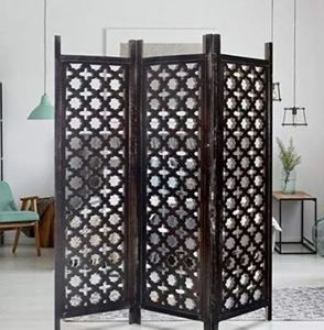 Écrans en bois pour salon en gros de l'usine indienne bois divisé brun foncé 3 panneaux cloison de séparation pour salon indien - Product Image 4