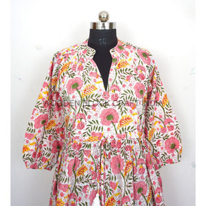 Vestido Maxi de Boda, Vestido Cómodo para Fiesta y Playa, Vestido Indio Hecho a Mano para Mujer, Vestido de Algodón con Estampado Floral Hermoso - Product Image 4