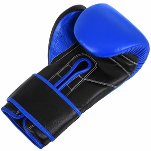 Gants de boxe en cuir bleu faits à la main, meilleurs gants de rembourrage en latex d'entraînement, gants de boxe et gants de sac de boxe pour hommes - Product Image 2