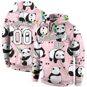 Directo industria al por mayor 3D bordado personalizado cosido Graffiti patrón blanco-negro 3D Panda deportes pulóver Sudadera con capucha - Product Image 1