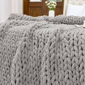 En iyi satmak tıknaz örgü atmak çevre dostu yumuşak şönil iplik el yapımı ağırlıklı örgü battaniye - Product Image 3