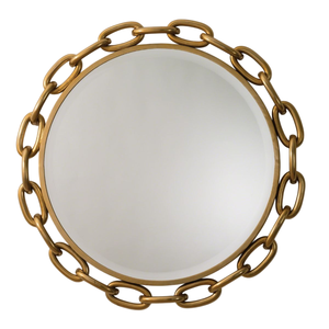 Brass Home and Bathroom Round Wall Mirror <b>with</b> Golden Beaded <b>Frame</b> Handicraft Hanging Metal Wedding Modern Design - Product Image 4