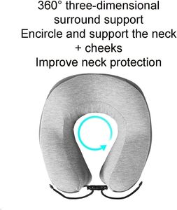 หมอนรองคอปรับได้มีเชือกผูกรูปตัวยูหมอนเมมโมรี่โฟมสำหรับเดินทางโดยเครื่องบินไม่ใช้น้ำยาง - Product Image 3