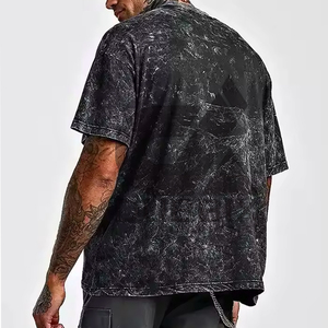 new Customized 2025 Wholesale Customized Cotton <b>Acid</b> Washed T Shirts Vintage Stone <b>drop</b> shoulder <b>Acid</b> Washed T Shirts For Men - Product Image 5