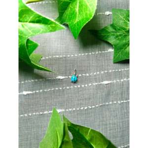 Zuni Kingman Handmade Ethnic Pendant Turquoise Sterling <b>Silver</b> Bezel Setting Rose Gold Princess Cut Diamond Shape <b>Charm</b> Pendants - Product Image 1