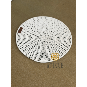 ATICUE Bohemian 15 Inch Round Seagrass Braided Placemat Natural Fiber <b>Table</b> <b>Mat</b> for Home Use Inspired by Marble Coasters - Product Image 1