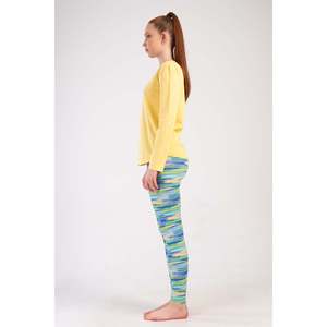 Conjunto de pijama de licra para mujer con cuello redondo, mangas largas y puños ovalados - SARI - SARI - Product Image 2