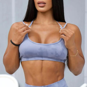 Sujetador deportivo sin costuras ligero con tirantes para mujer, talla grande, con logo personalizado, para entrenamiento, fitness, yoga y ropa deportiva. - Product Image 1