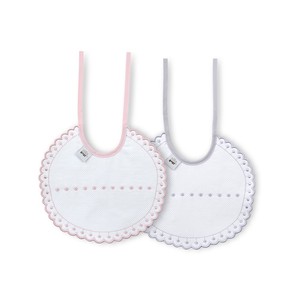 Ensemble de 2 bavoirs en tissu 100% coton gris et rose, pour les bébés de 0 à 12 mois - Product Image 1