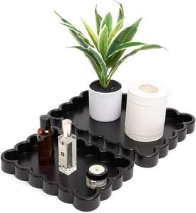 Bandeja multiusos negra de baño de resina elegante de alta calidad diseñada para durabilidad y estilo Productos de baño perfectos o artículos decorativos - Product Image 1