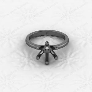 High Quality 925 Sterling Silver 6mm Prong Semi Mount <b>Blank</b> Setting Wedding <b>Ring</b> Customizable Plating Resin Keepsake Jewelry - Product Image 3
