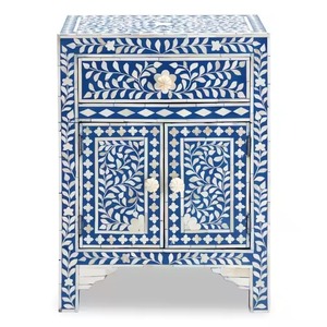 Mesita de noche de madera con 2-3 cajones tradicional elegante, incrustaciones de hueso para dormitorio, sala de estar, Hotel, muebles para el hogar, función de almacenamiento - Product Image 4