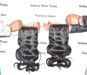 Producto de extensión natural profunda y suelta de onda del cuerpo con cierre de cabello humano indio original de India Color Black Genius Weft cutícula alineada - Product Image 6