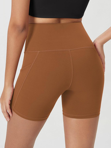 Shorts de yoga couleur marron pour femmes, taille haute, effet push-up, personnalisés, pour la salle de sport, le fitness, l'entraînement, le yoga - Product Image 3