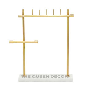 Présentoir de bijoux en métal personnalisé avec base en marbre forme géométrique accessoire décoratif pour la maison style classique - Product Image 4