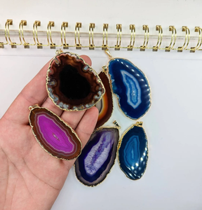 100% Natural Stone Agate Crystal Stone Druzy Pendant Irregular Agate Stone Gemstone Pendants Necklace Jewelry - Product Image 3