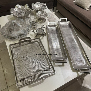 Plateaux de service de stockage en bois naturel de style fantaisie forme rectangulaire avec poignées en métal noir parfait pour les mariages et les célébrations - Product Image 6