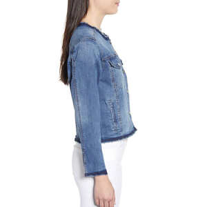 Veste en jean pour femme, mode automne, coupe slim, veste en jean décontractée pour femme avec fermeture à boutons et poches - Product Image 4